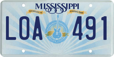 MS license plate LOA491