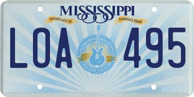 MS license plate LOA495