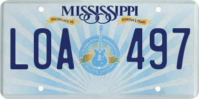 MS license plate LOA497