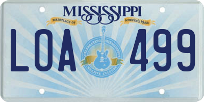 MS license plate LOA499