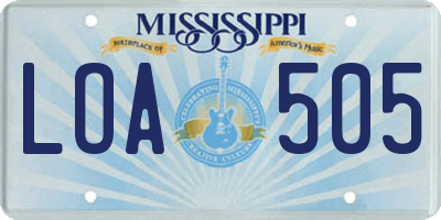 MS license plate LOA505