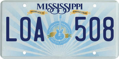 MS license plate LOA508