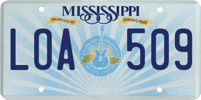 MS license plate LOA509