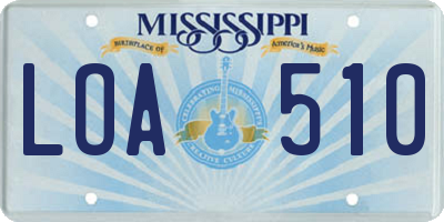 MS license plate LOA510
