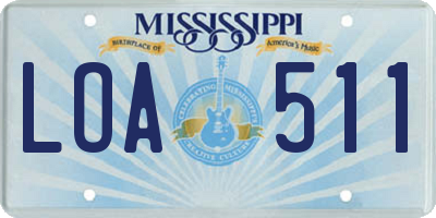 MS license plate LOA511