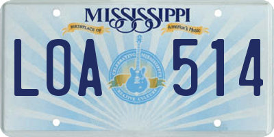 MS license plate LOA514