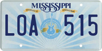 MS license plate LOA515