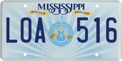 MS license plate LOA516