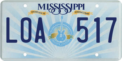 MS license plate LOA517
