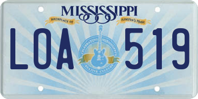 MS license plate LOA519