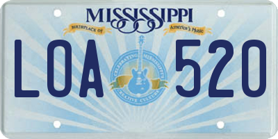 MS license plate LOA520