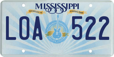 MS license plate LOA522