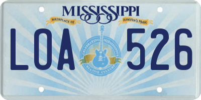 MS license plate LOA526