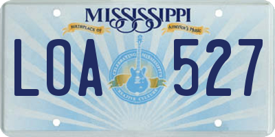 MS license plate LOA527