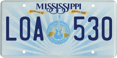 MS license plate LOA530
