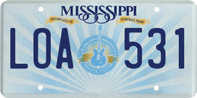 MS license plate LOA531