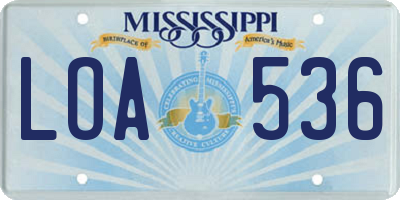 MS license plate LOA536