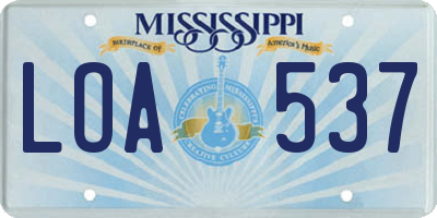 MS license plate LOA537