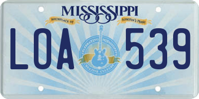 MS license plate LOA539