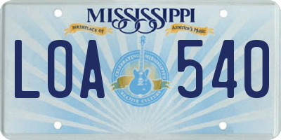 MS license plate LOA540