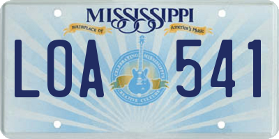 MS license plate LOA541