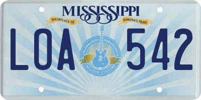 MS license plate LOA542