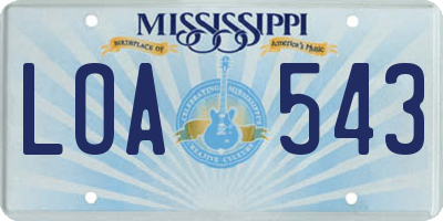 MS license plate LOA543