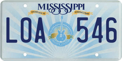 MS license plate LOA546
