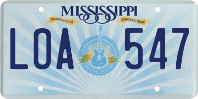 MS license plate LOA547