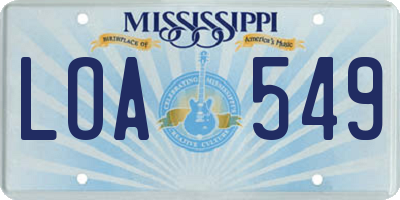 MS license plate LOA549
