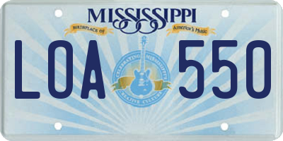 MS license plate LOA550
