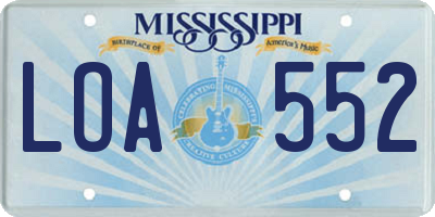 MS license plate LOA552