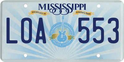 MS license plate LOA553