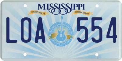 MS license plate LOA554
