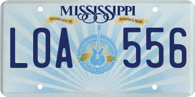 MS license plate LOA556
