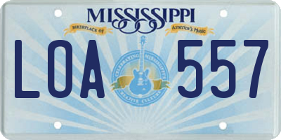MS license plate LOA557