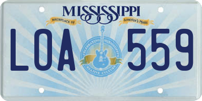 MS license plate LOA559