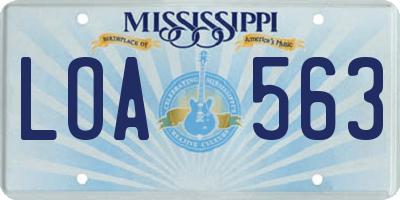 MS license plate LOA563