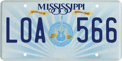 MS license plate LOA566