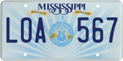 MS license plate LOA567