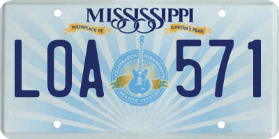 MS license plate LOA571