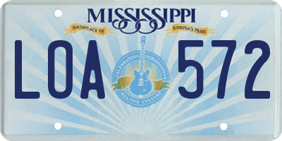 MS license plate LOA572