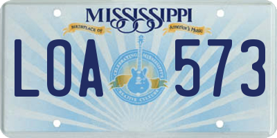 MS license plate LOA573