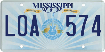 MS license plate LOA574