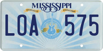 MS license plate LOA575