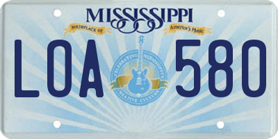 MS license plate LOA580