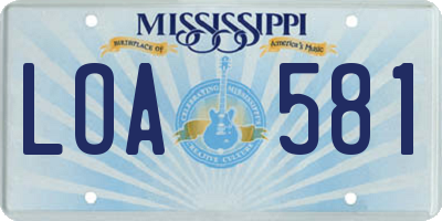 MS license plate LOA581