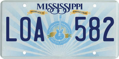 MS license plate LOA582