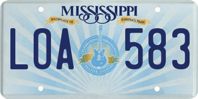 MS license plate LOA583