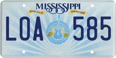 MS license plate LOA585